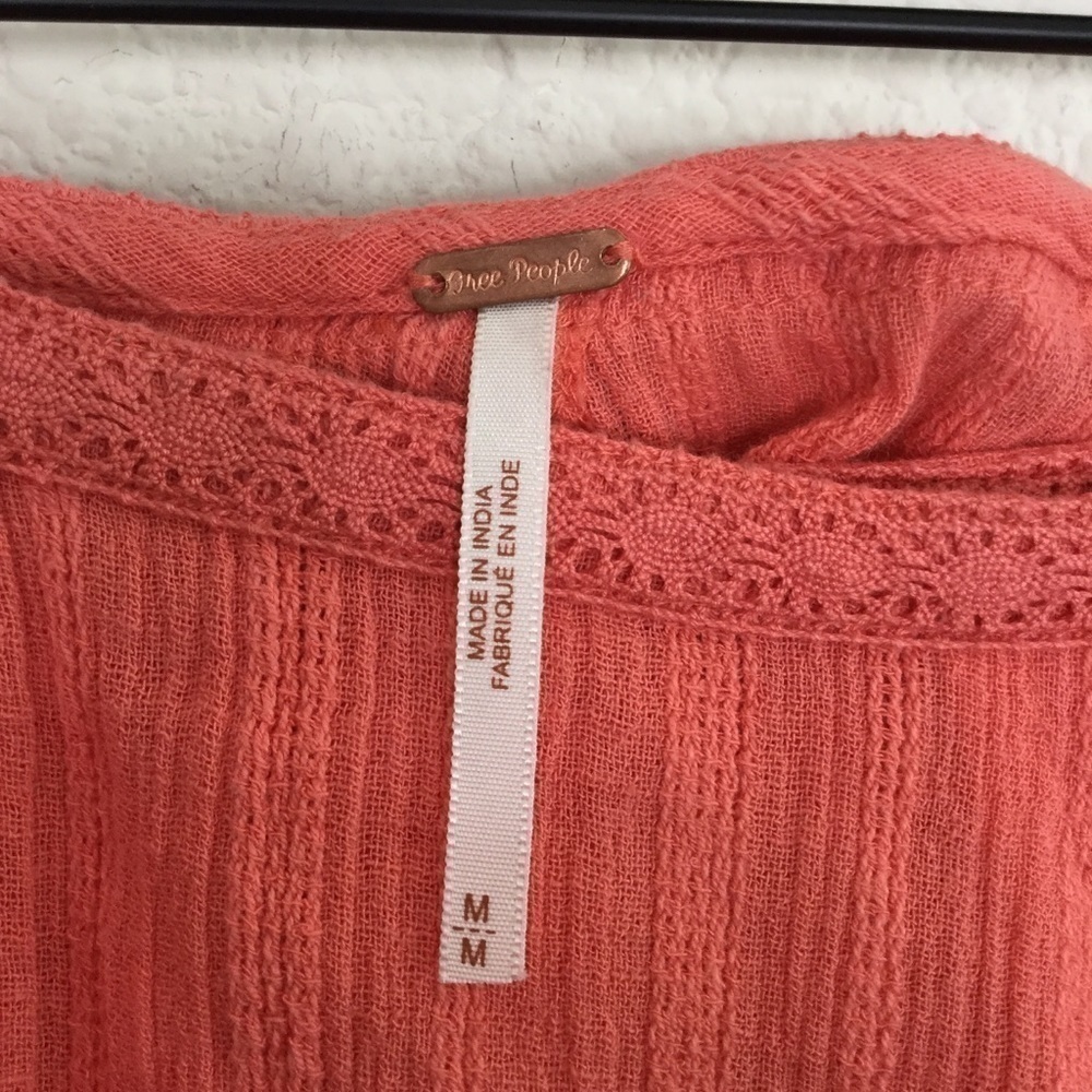 Free People Coral Lace Skirt Size Medium Raw Edge Hem - Picture 6 of 6